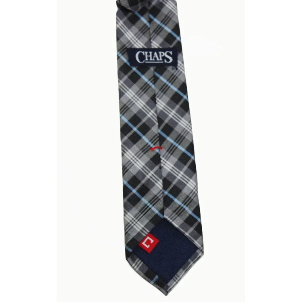 Chaps Boys Plaid‎ Necktie Black Charcoal Grey Black Blue